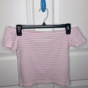 Forever 21-Baby Pink Stripped Crop Top(Size:Large)